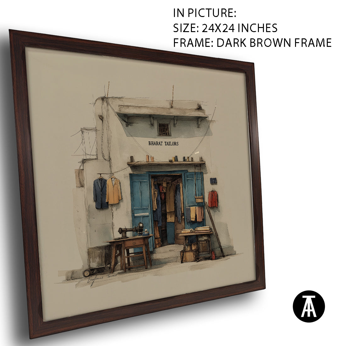 Artwork in Dark Brown Frame