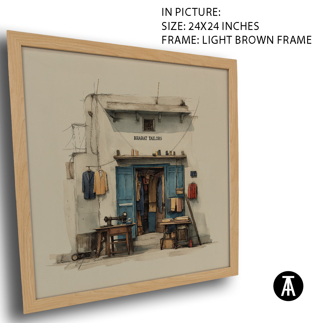 Artwork in Light Brown Frame