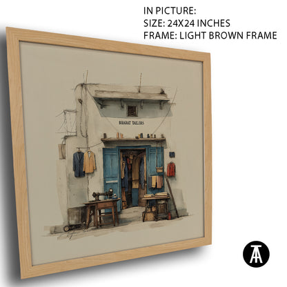 Artwork in Light Brown Frame