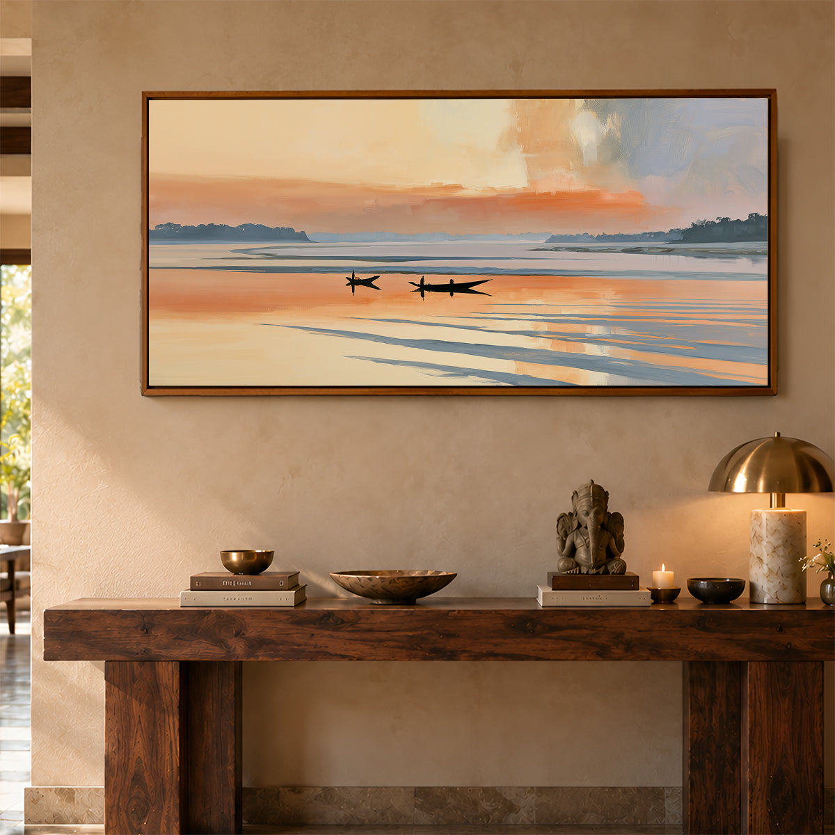 Panoramic Indian Painting in a Lifestyle Setting