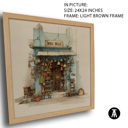 Artwork in Light Brown Frame