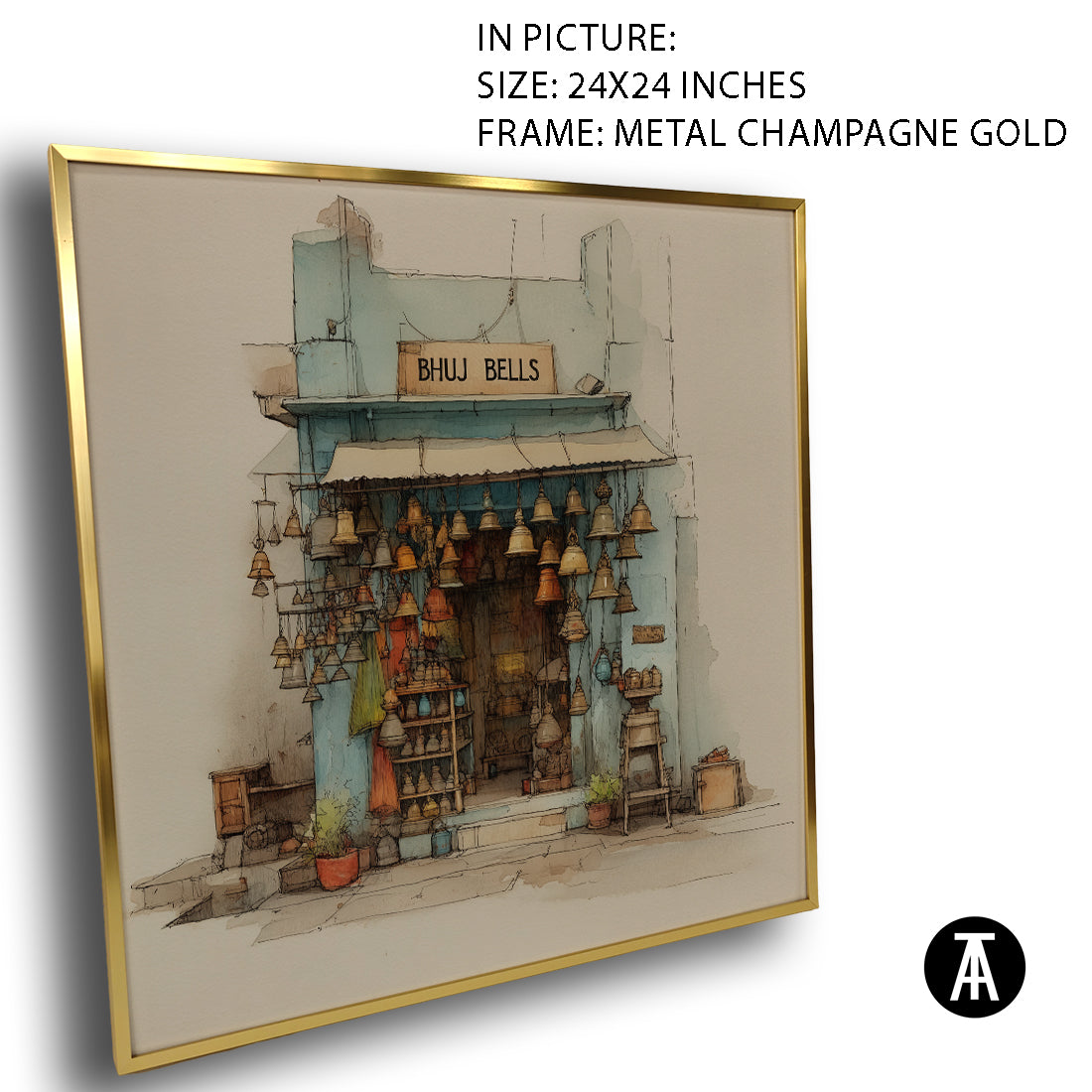 Artwork in Metal Champagne Gold Frame