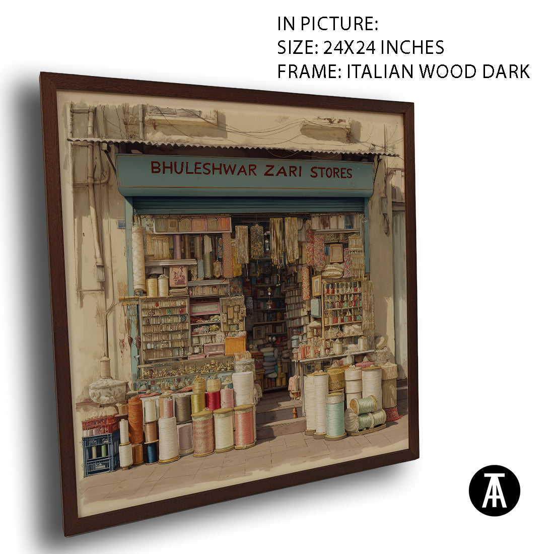 Artwork in Dark Wood Frame