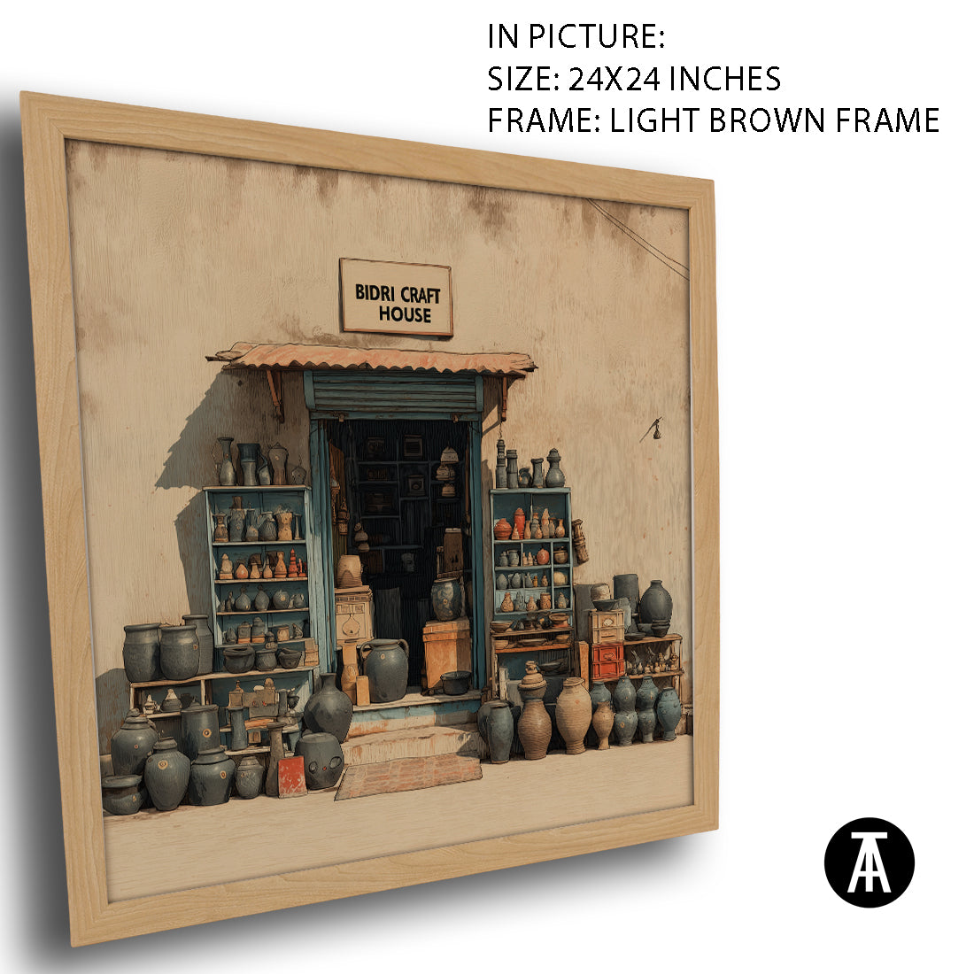 Artwork in Light Brown Frame