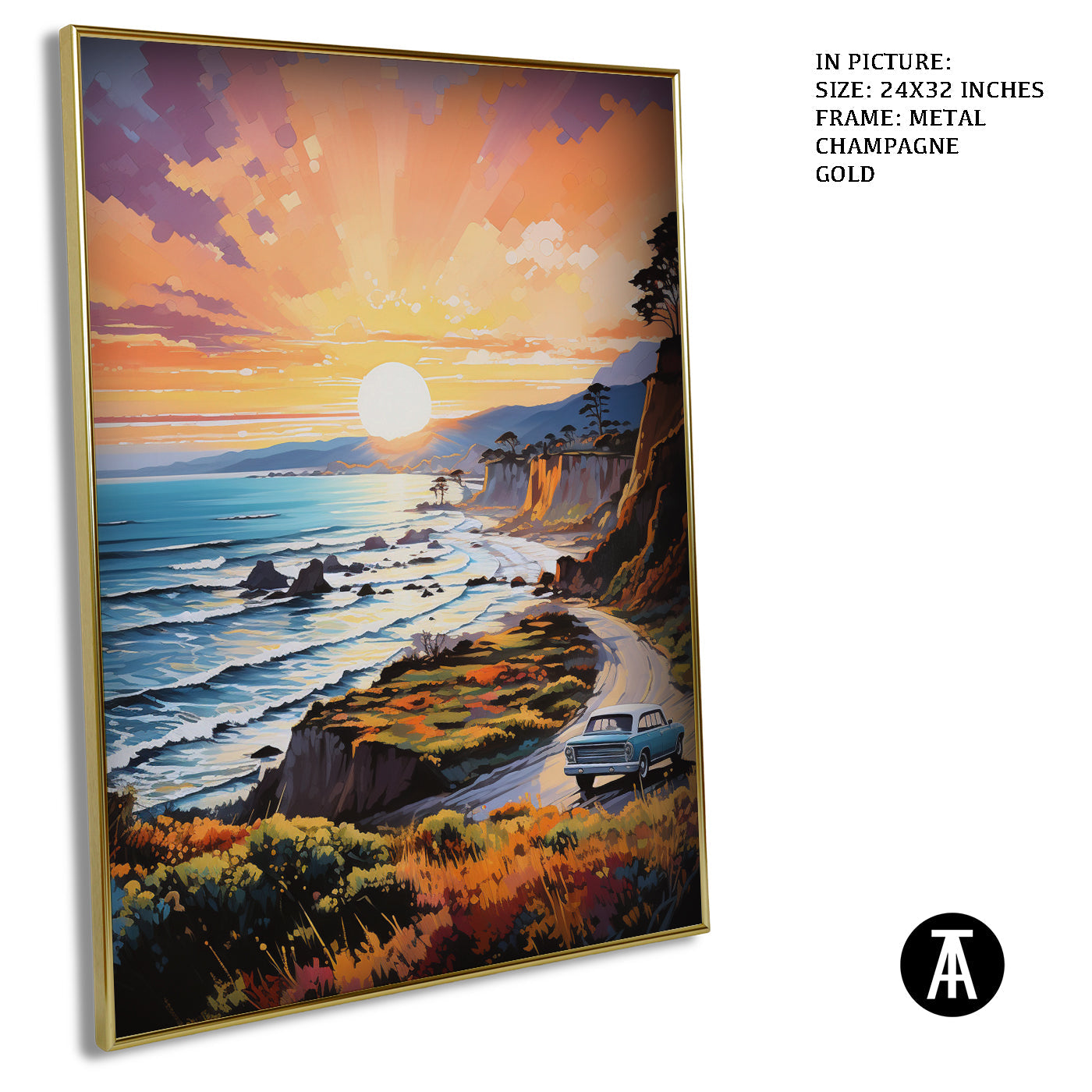 Artwork in Light Brown Frame