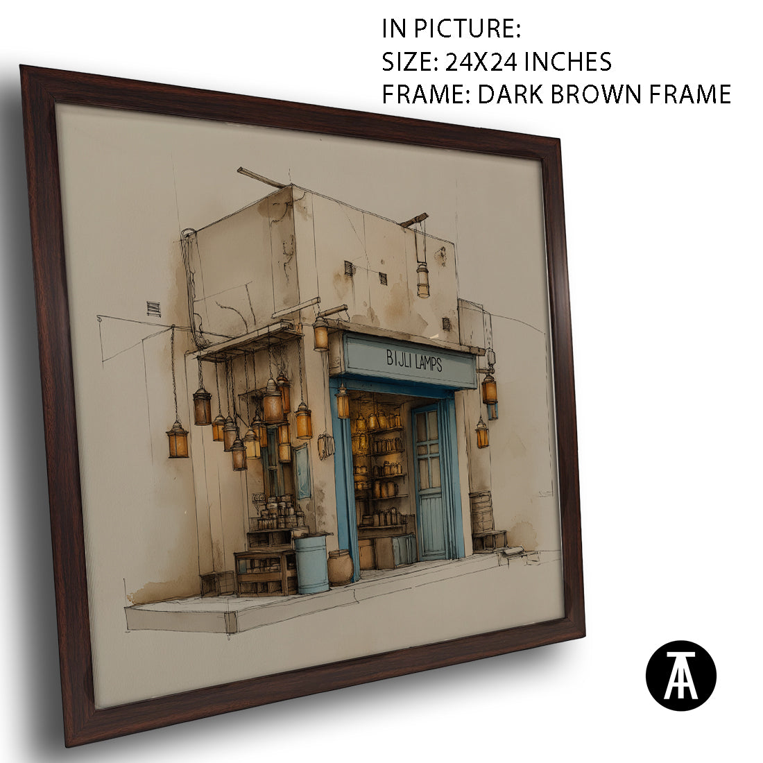 Artwork in Dark Brown Frame