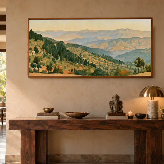 Panoramic Indian Painting in a Lifestyle Setting