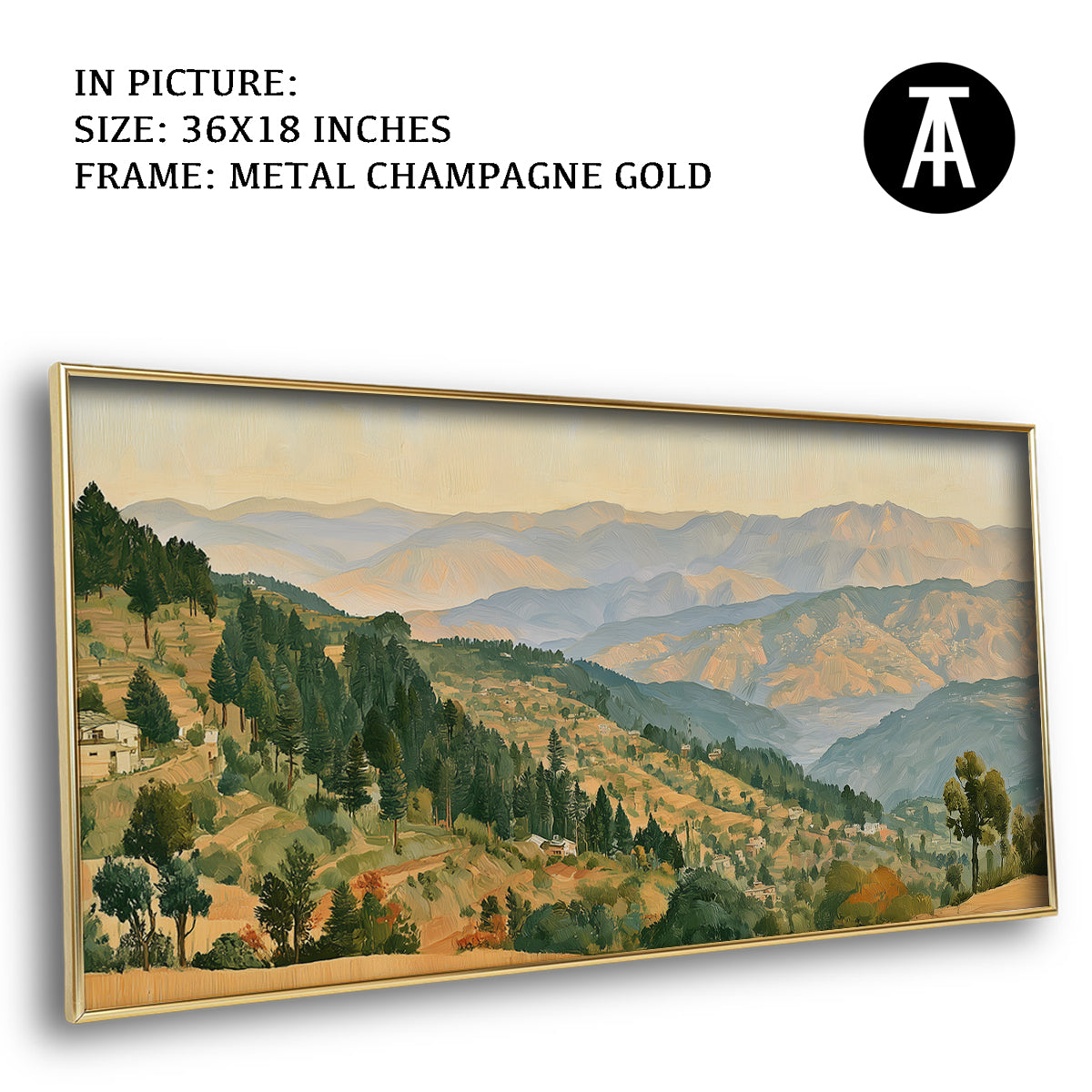 Artwork in Metal Champagne Gold Frame