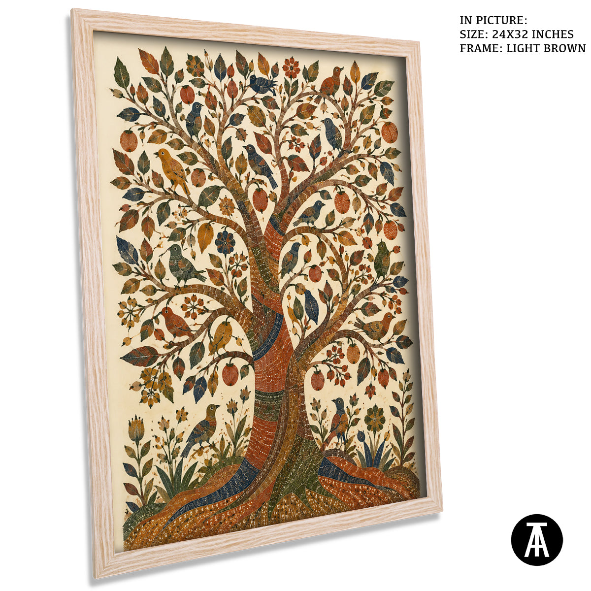 Artwork in Light Brown Frame