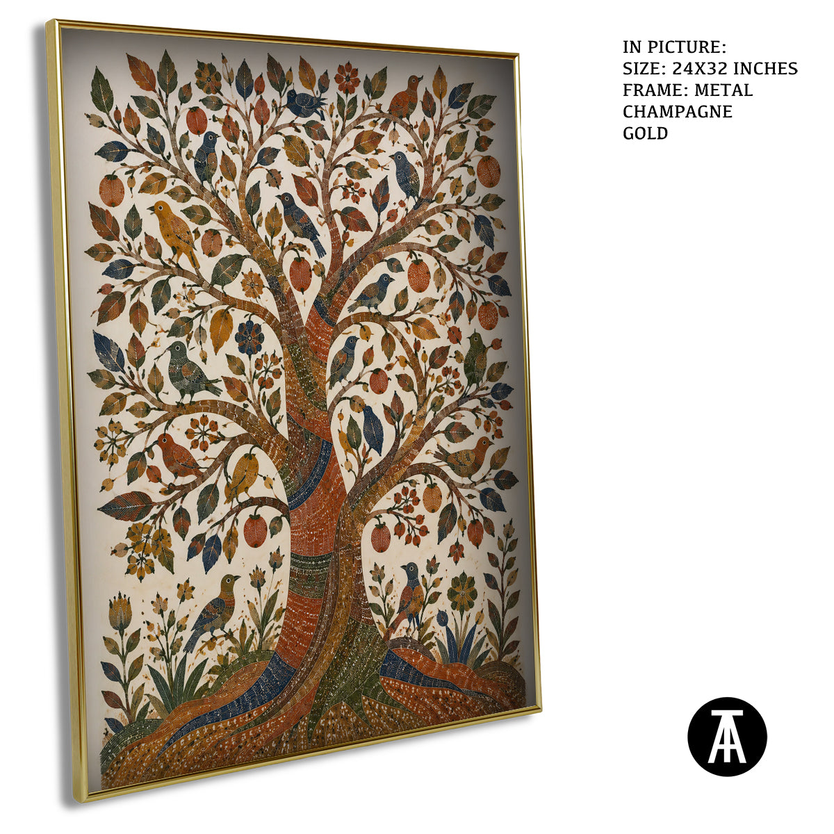 Artwork in Metal Champagne Gold Frame