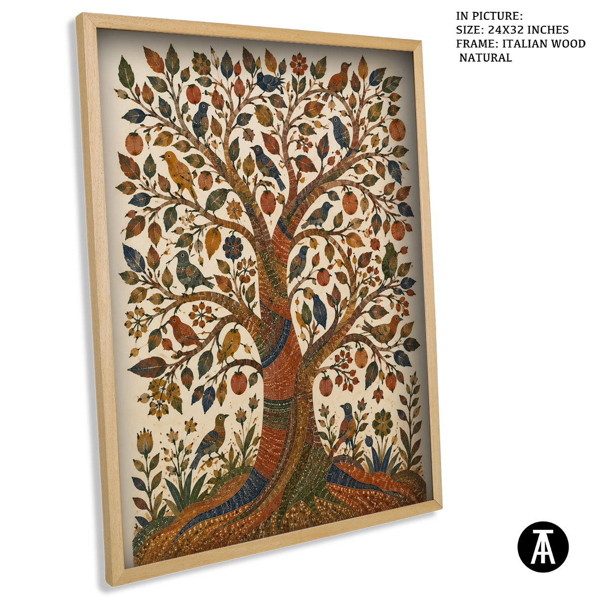 Artwork in Natural Wood Frame