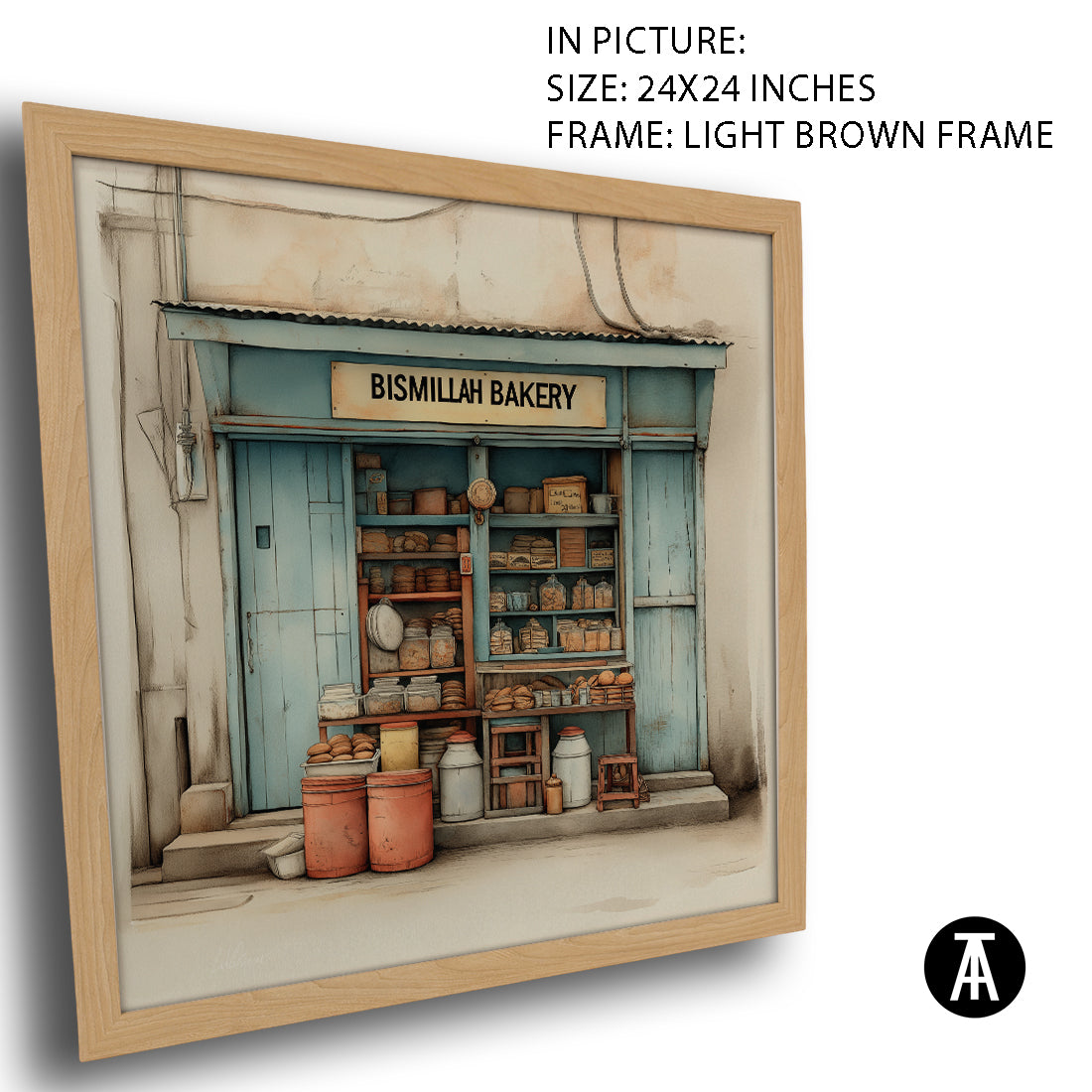 Artwork in Light Brown Frame