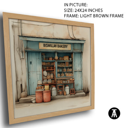 Artwork in Light Brown Frame