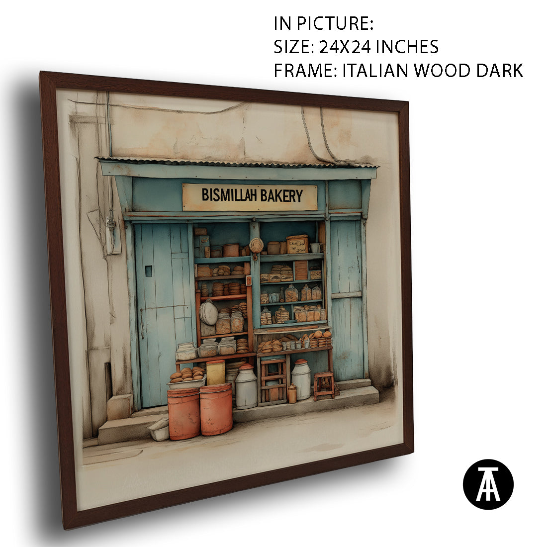 Artwork in Dark Wood Frame