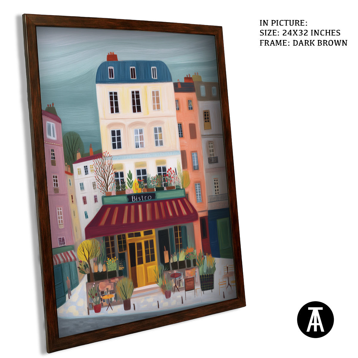 Artwork in Dark Brown Frame