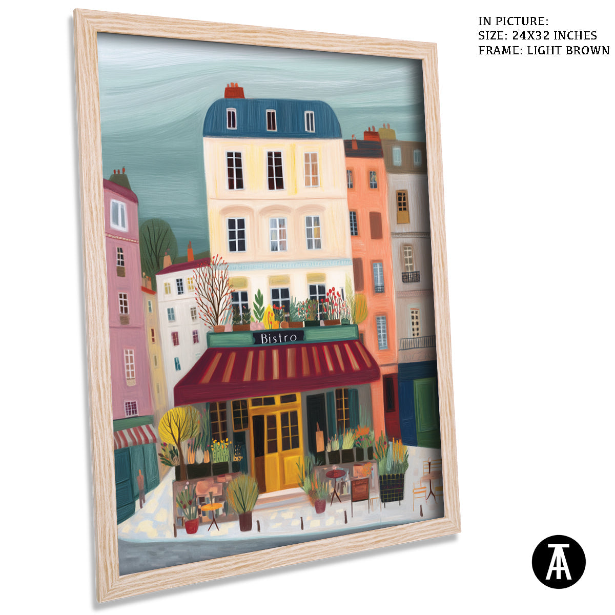 Artwork in Light Brown Frame