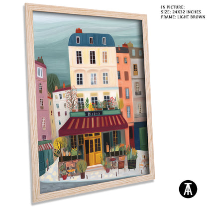 Artwork in Light Brown Frame