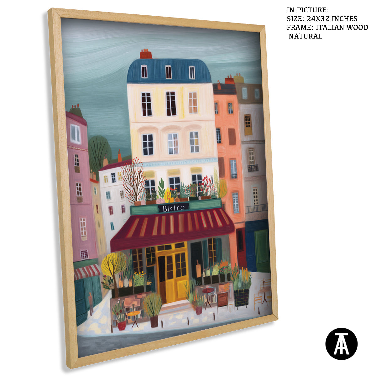 Artwork in Natural Wood Frame