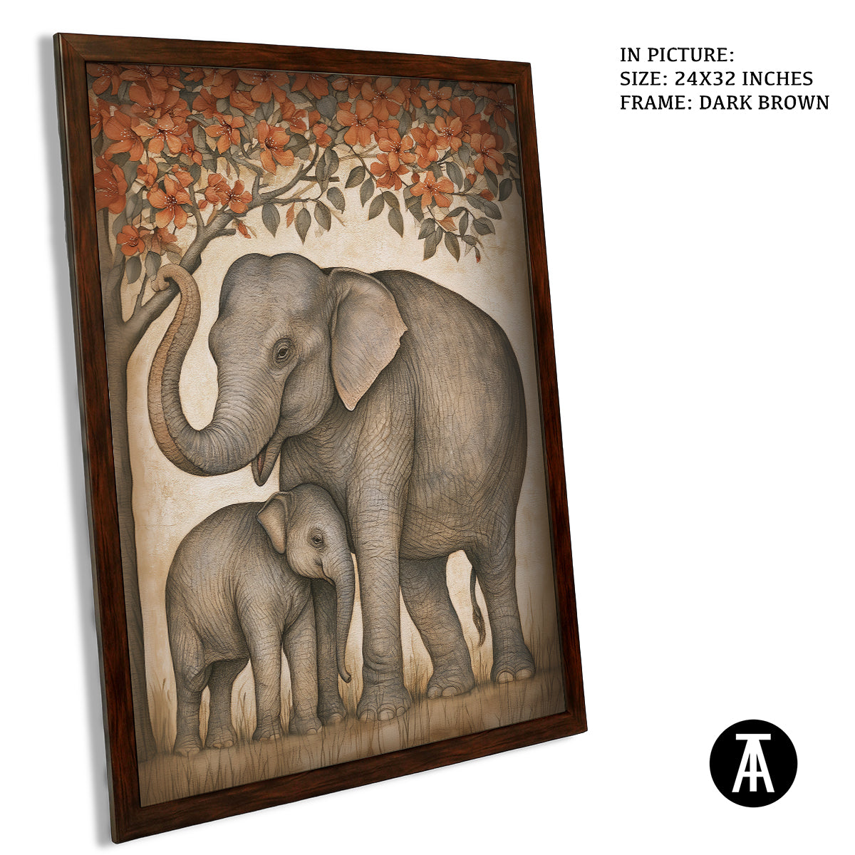Artwork in Dark Brown Frame