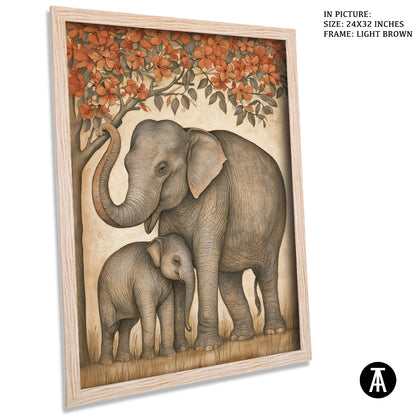 Artwork in Light Brown Frame