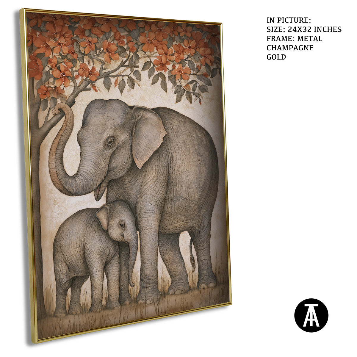 Artwork in Metal Champagne Gold Frame