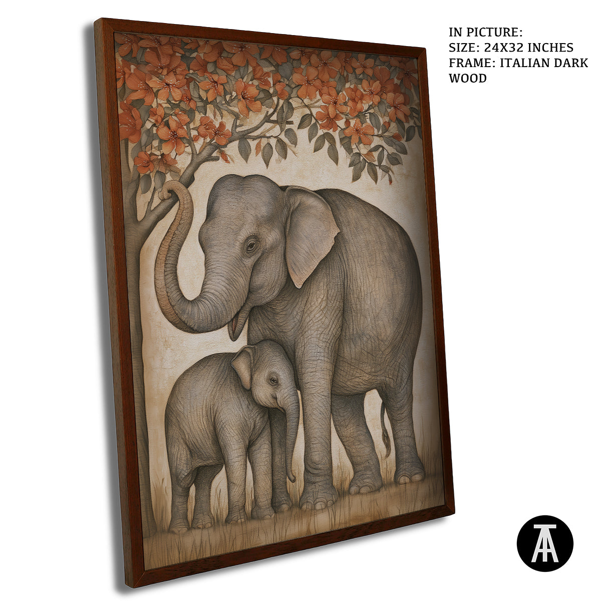 Artwork in Dark Wood Frame