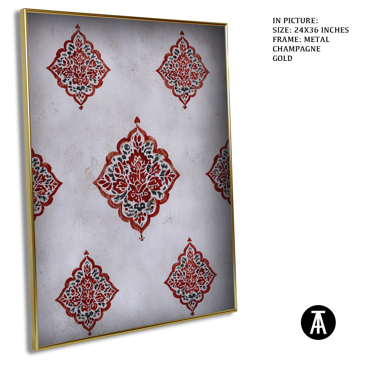 Artwork in Metal Champagne Gold Frame