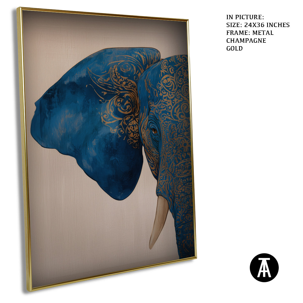 Artwork in Metal Champagne Gold Frame