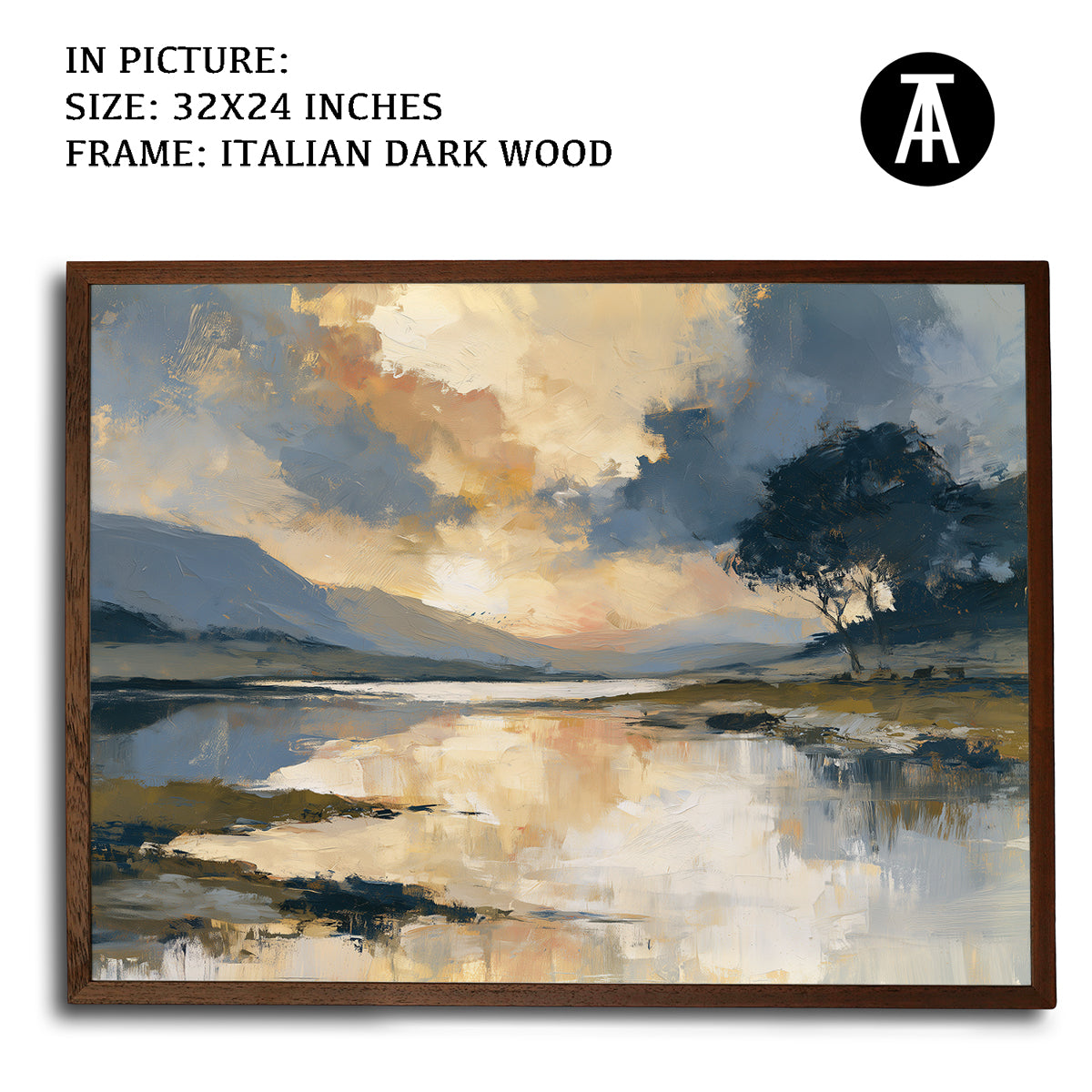 Artwork in Dark Wood Frame