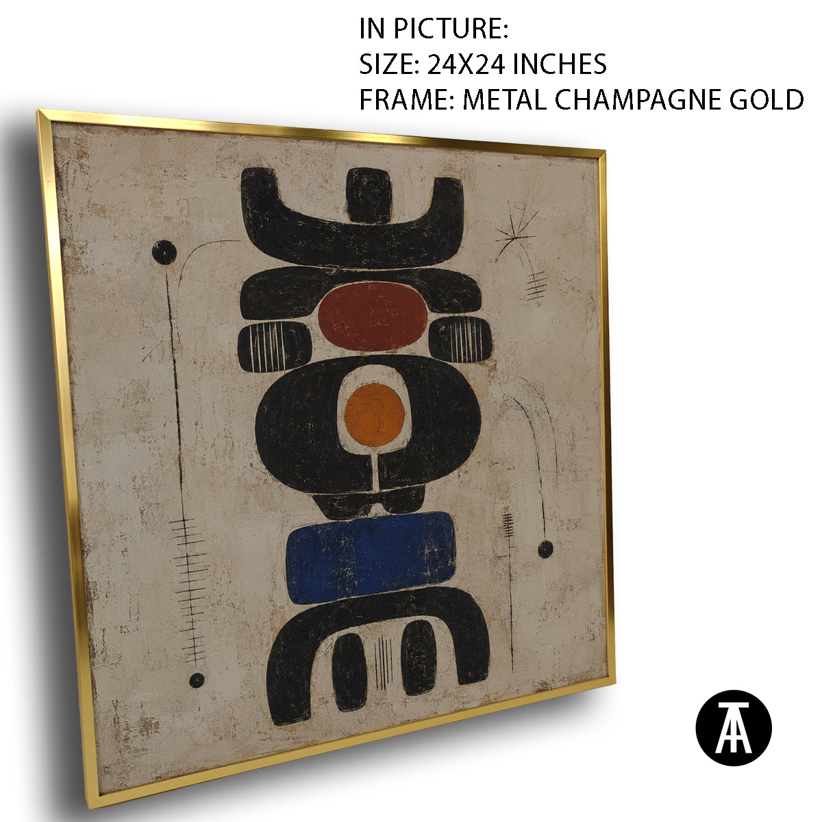 Artwork in Metal Champagne Gold Frame