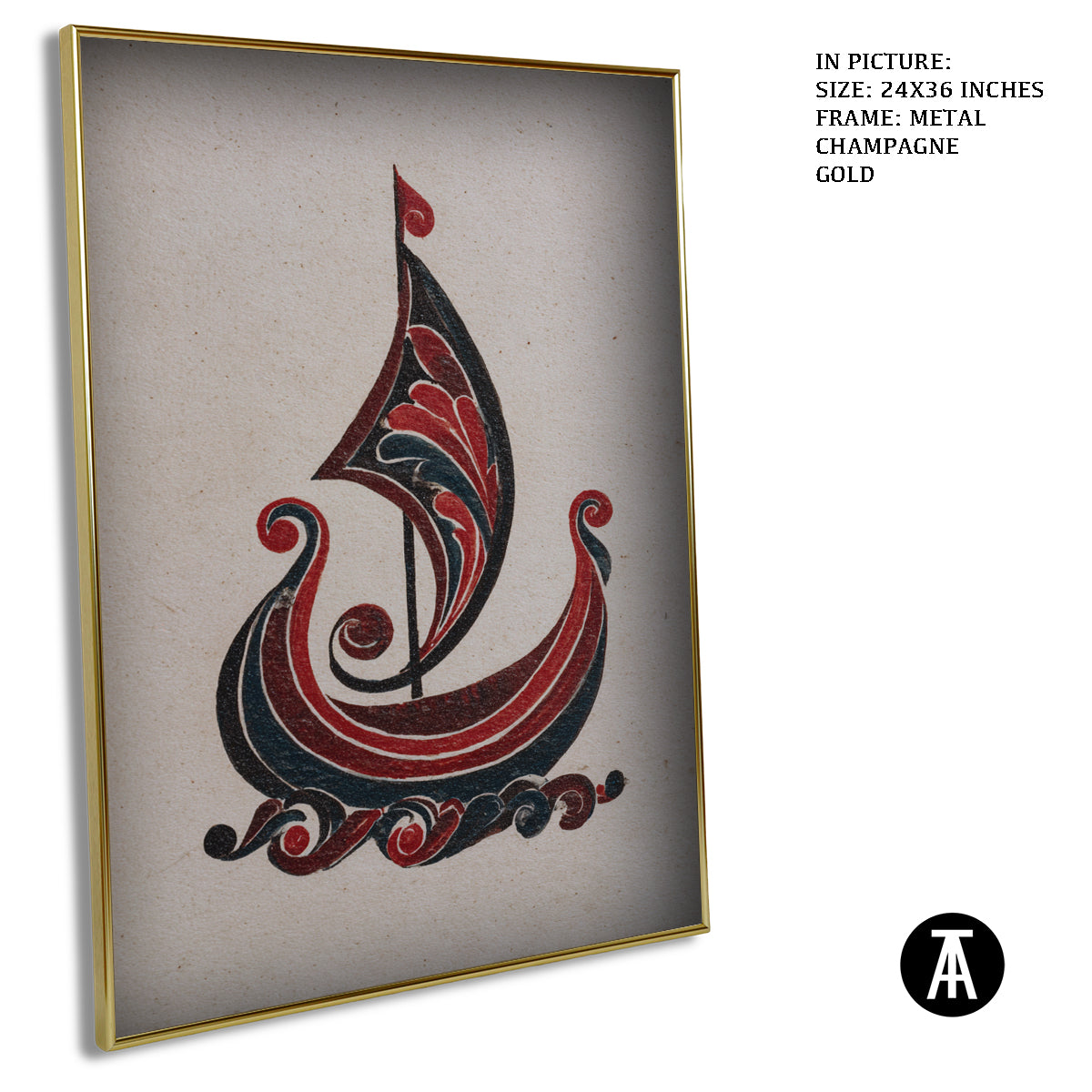 Artwork in Metal Champagne Gold Frame