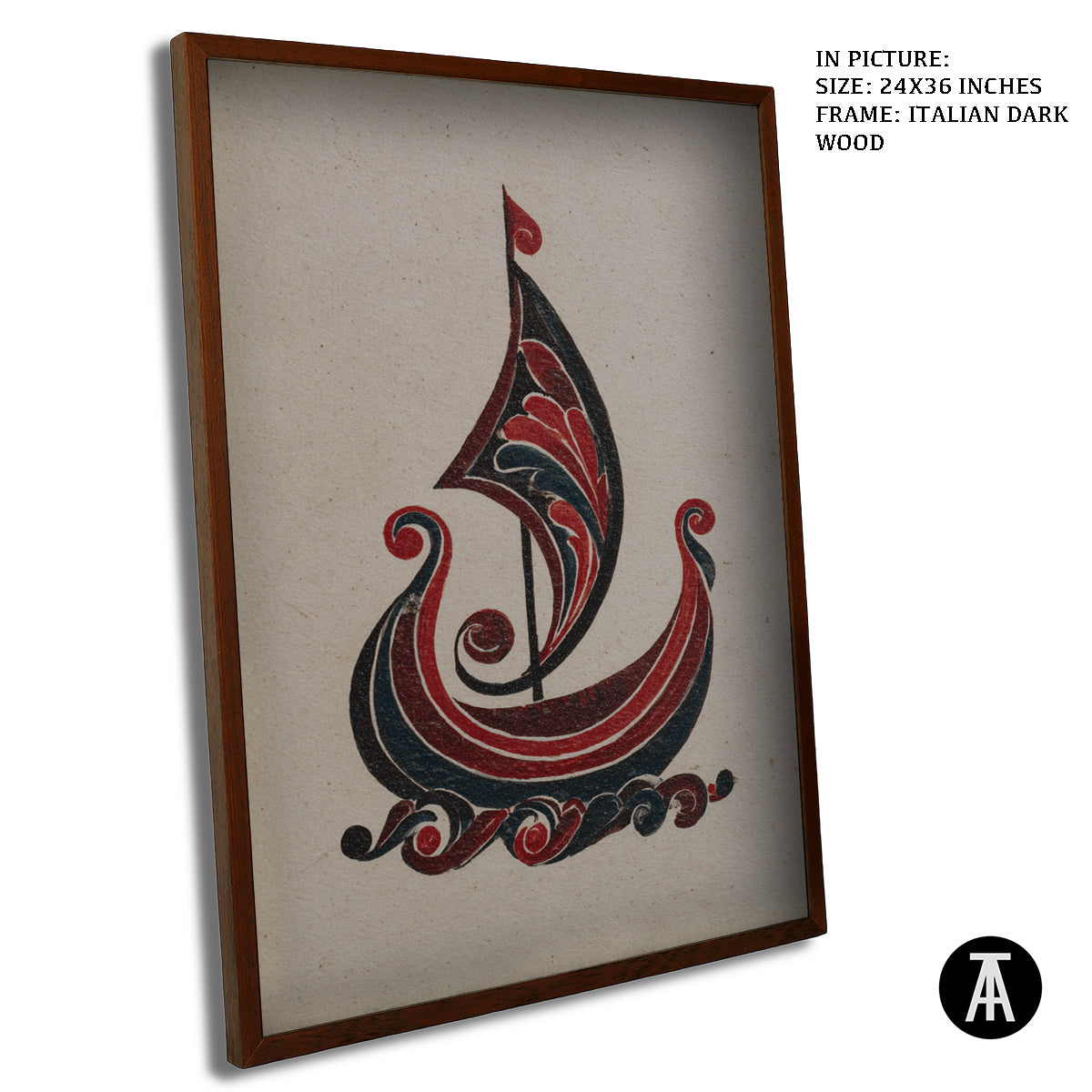 Artwork in Dark Wood Frame