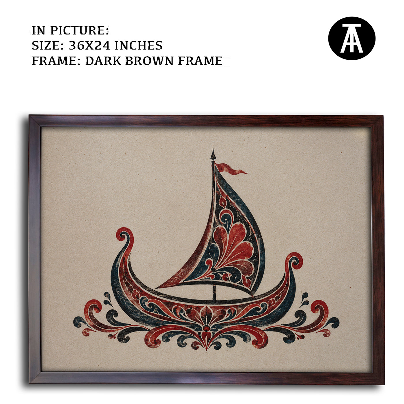 Artwork in Dark Brown Frame
