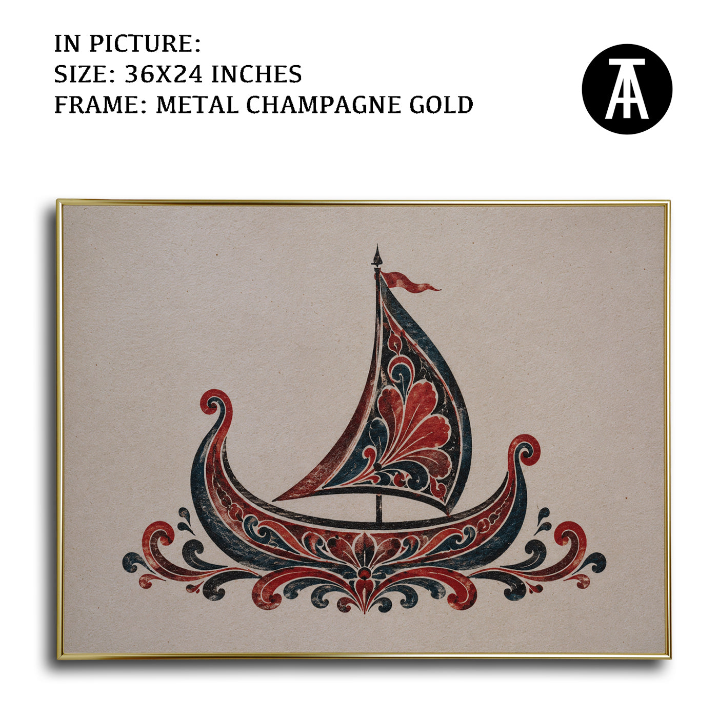 Artwork in Metal Champagne Gold Frame