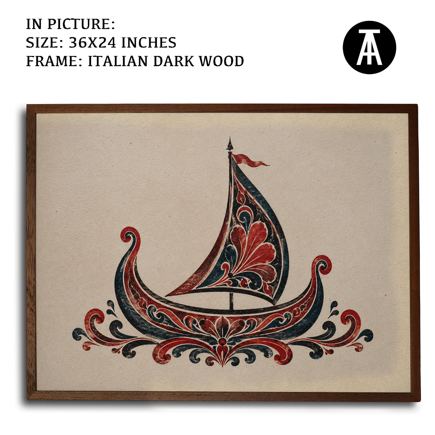 Artwork in Dark Wood Frame