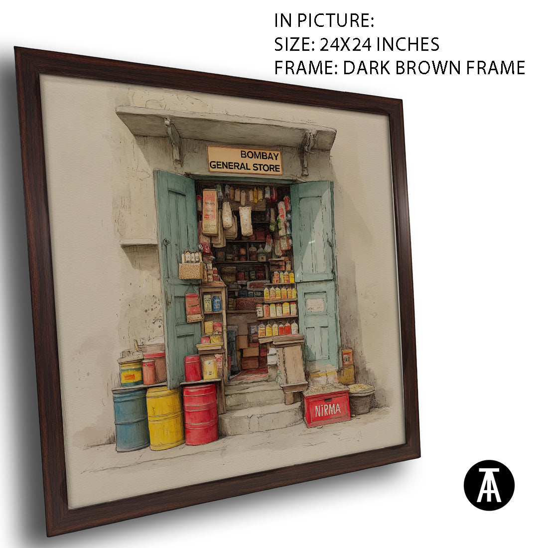 Artwork in Dark Brown Frame