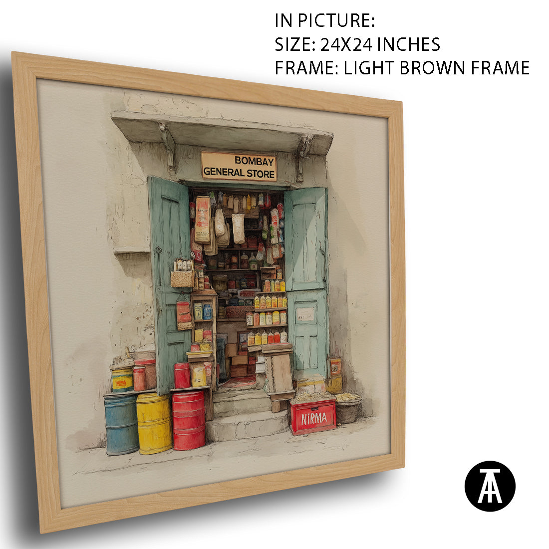 Artwork in Light Brown Frame