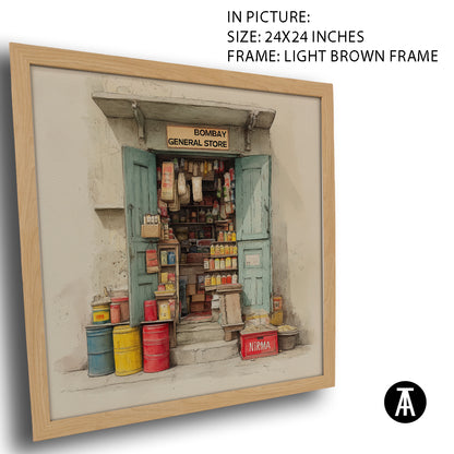 Artwork in Light Brown Frame