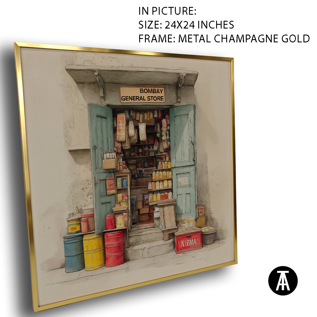 Artwork in Metal Champagne Gold Frame