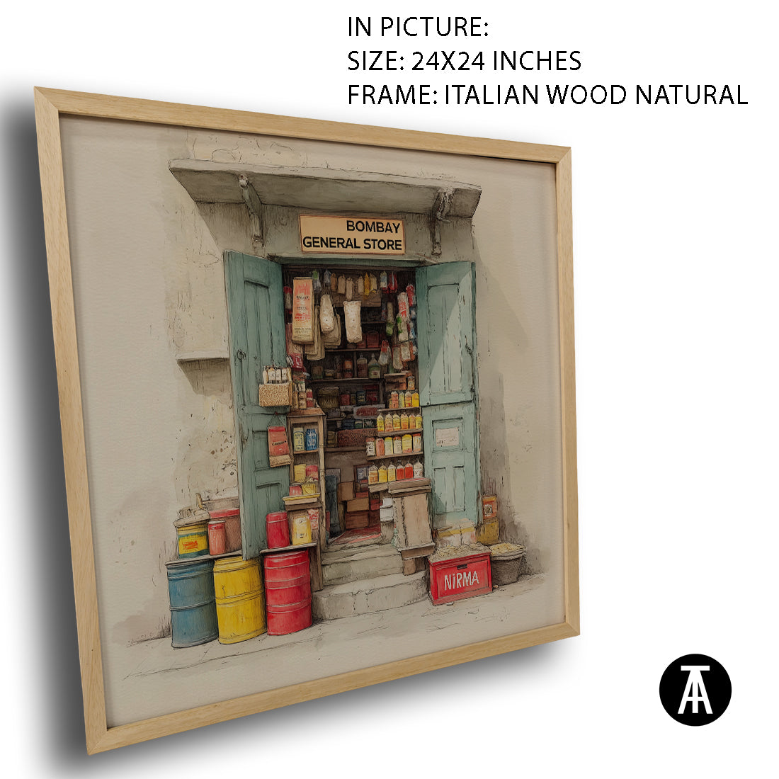 Artwork in Natural Wood Frame