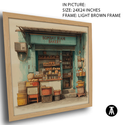 Artwork in Light Brown Frame