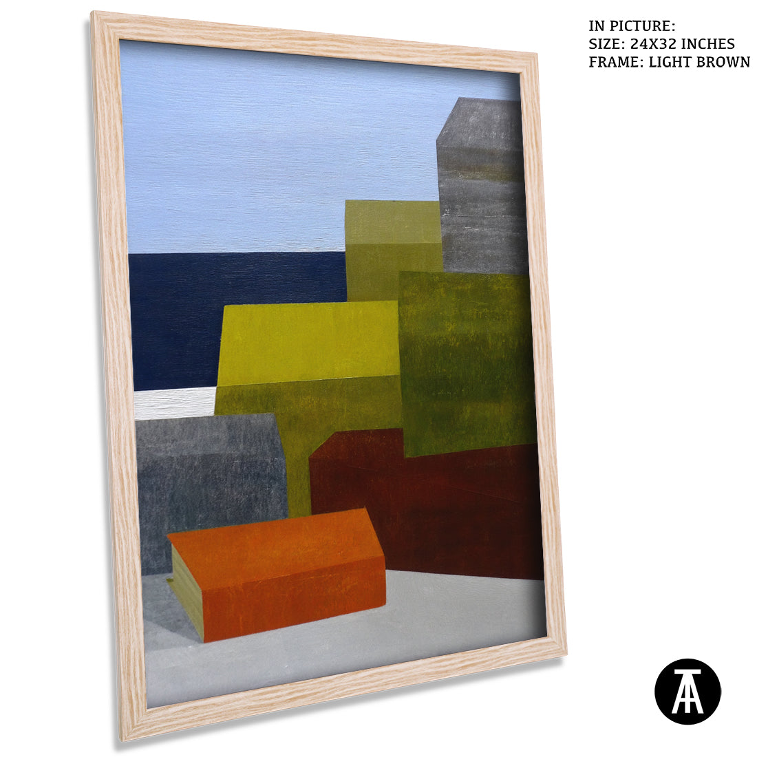 Artwork in Light Brown Frame