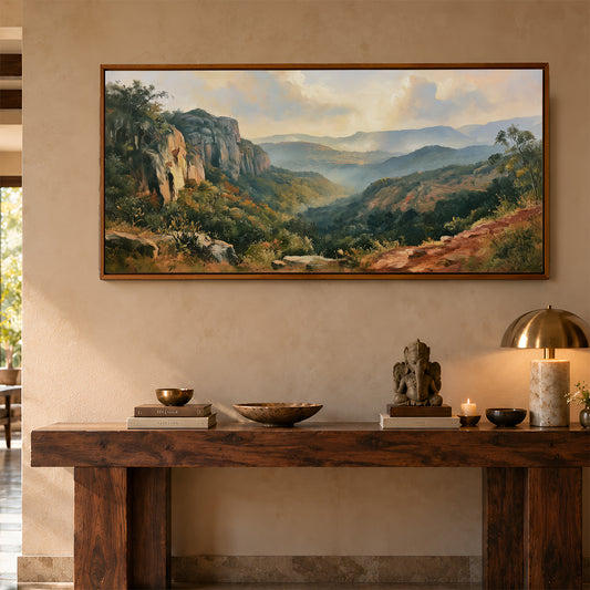 Panoramic Indian Painting in a Lifestyle Setting
