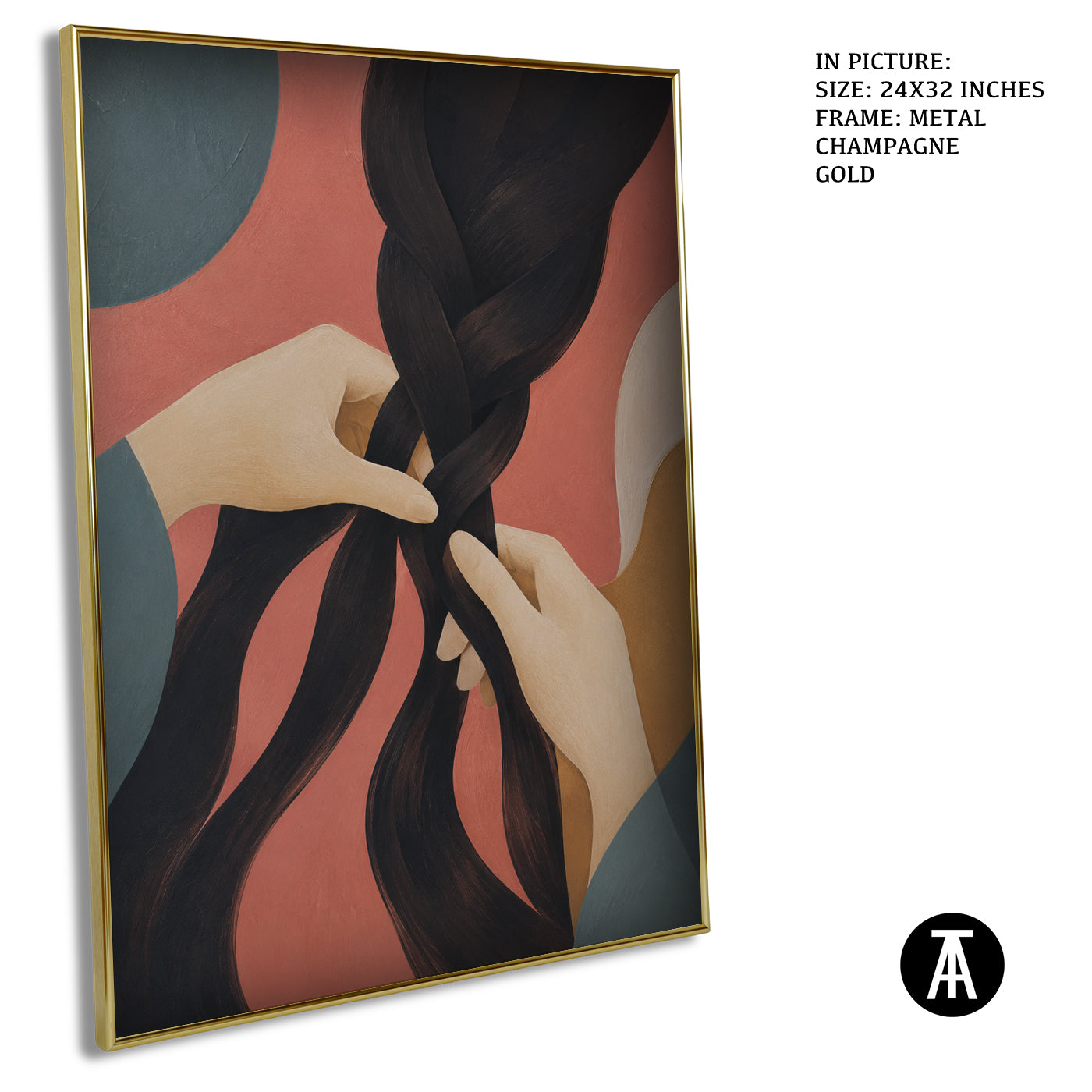 Artwork in Metal Champagne Gold Frame
