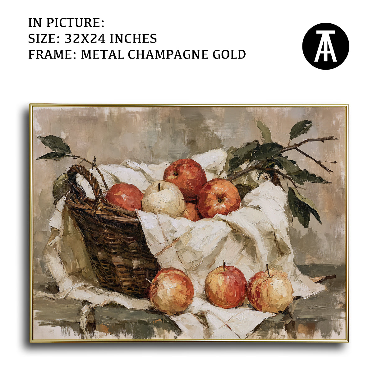Artwork in Metal Champagne Gold Frame
