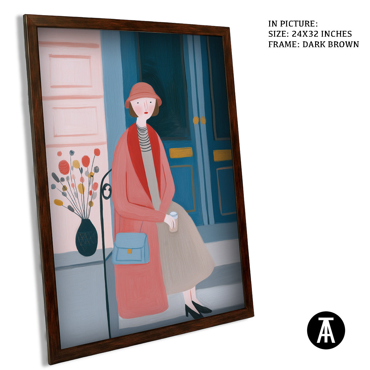 Artwork in Dark Brown Frame