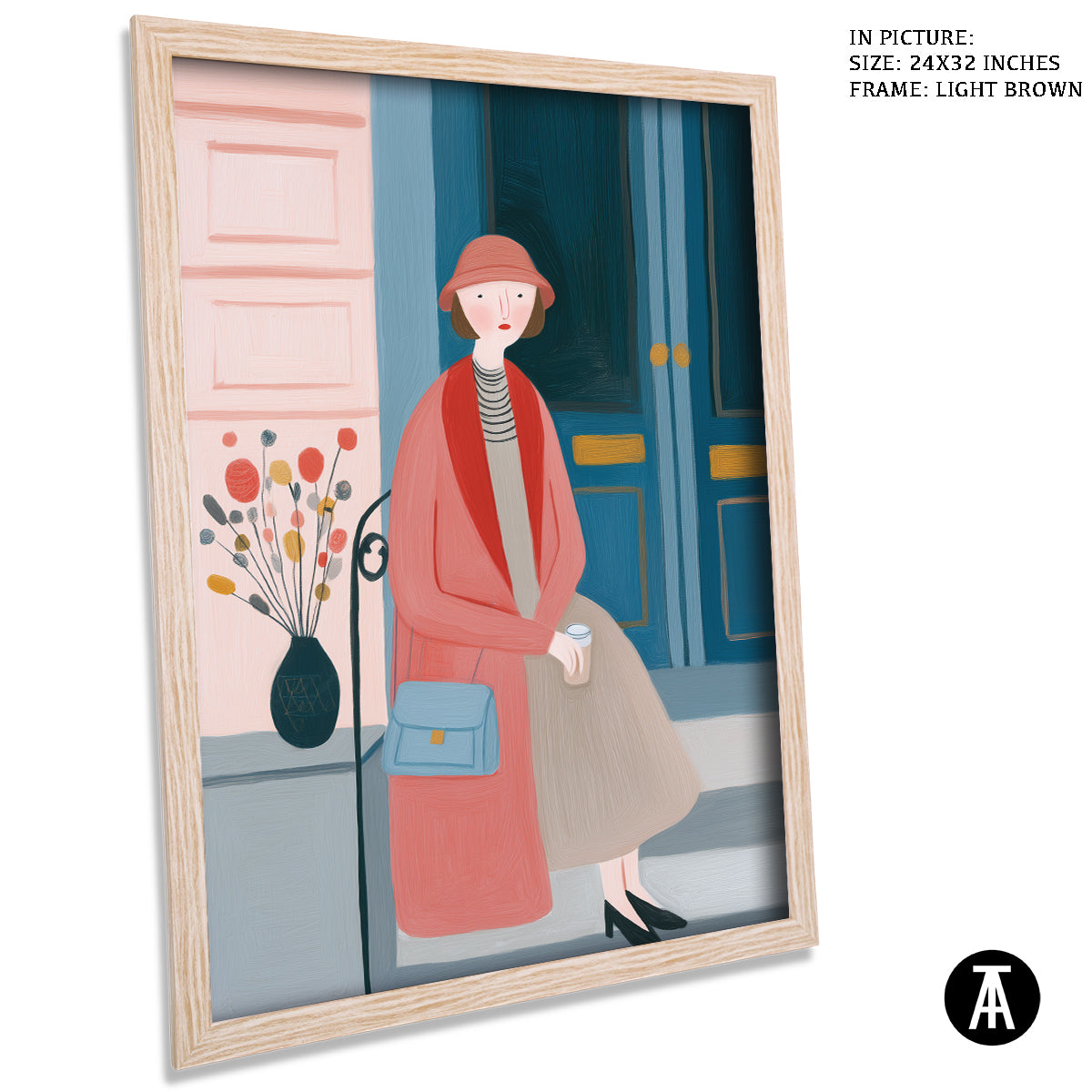 Artwork in Light Brown Frame