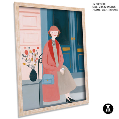 Artwork in Light Brown Frame