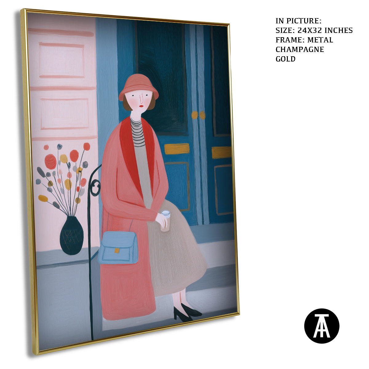 Artwork in Metal Champagne Gold Frame