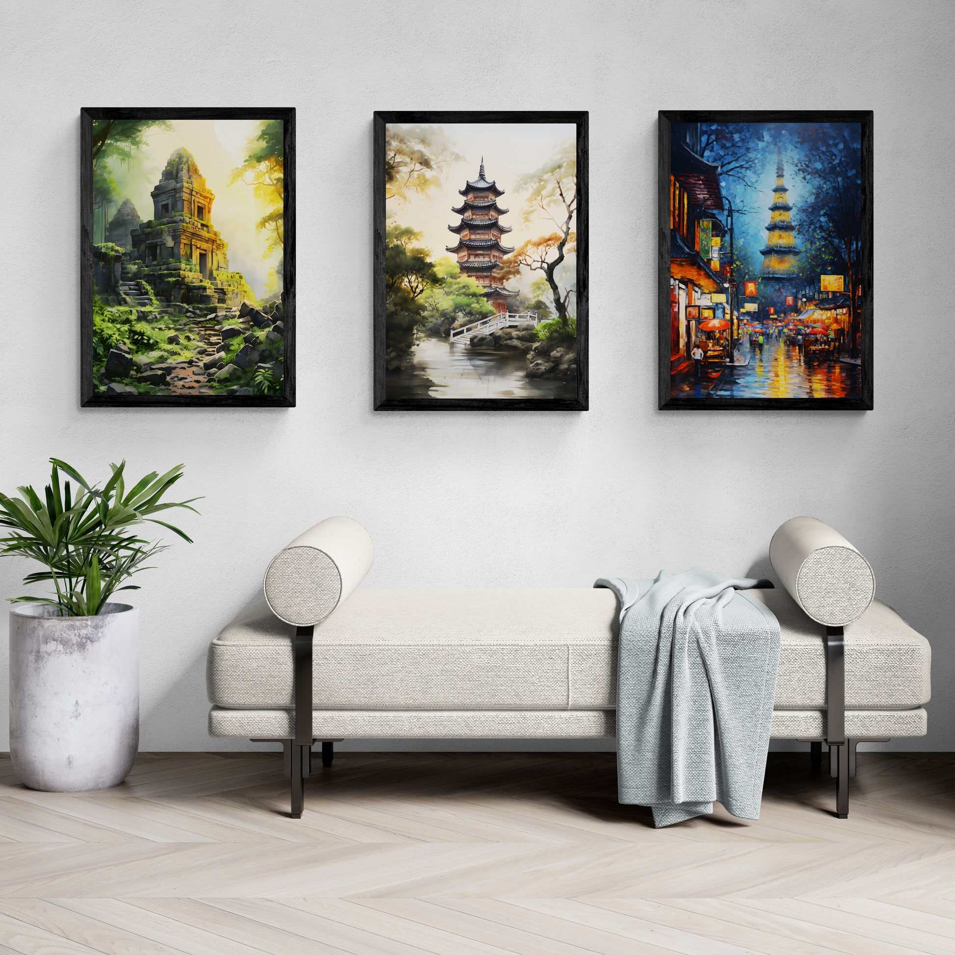 Mystic Vietnam Living Room Wall Painting ( 14X18 inches each)